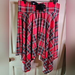 Shein Asymmetrical Plaid Skirt in Red and Black, 2XL